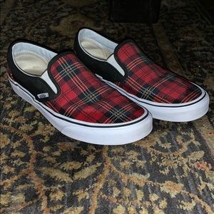 Plaid Vans Slip Ons